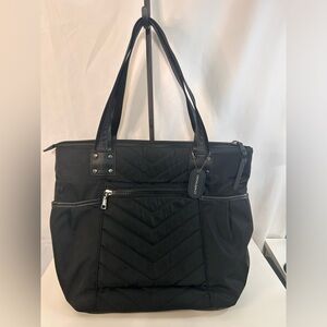 Cynthia Rowley quilted travel bag black top handle Fits 15 inch laptop office